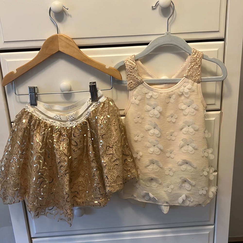2 piece girls sequin skirt and tank set